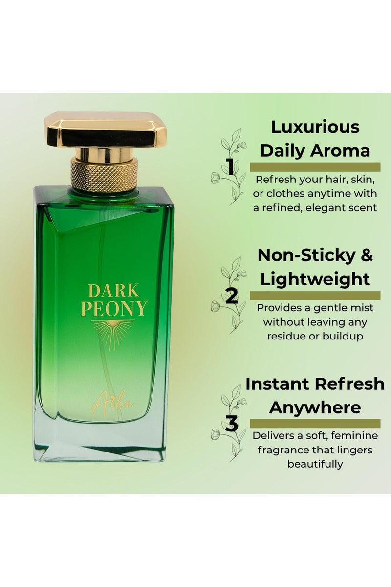 Aika 100ml Dark Peony Perfume for Women, Long-Lasting women perfume for Body & Hair, Alcohol-Free perfumes for women with Peony, Blackcurrant & Patchouli Fusion - Image 2